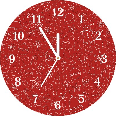 Zegar ścienny Okrągły Święta Ozdoby Zima Dekoracja