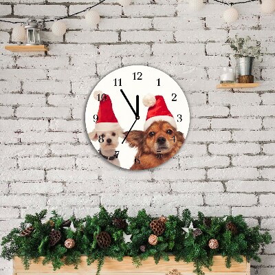 Zegar ścienny Okrągły Psy Święty Mikołaj Święta