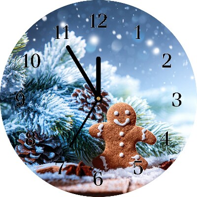 Zegar ścienny Okrągły Święta Piernik Śnieg Choinka
