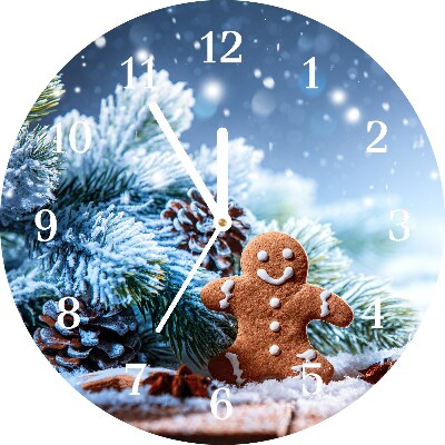 Zegar ścienny Okrągły Święta Piernik Śnieg Choinka