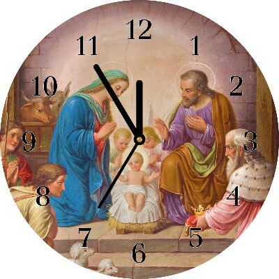 Zegar ścienny Okrągły Stajenka Boże Narodzenie Jezus