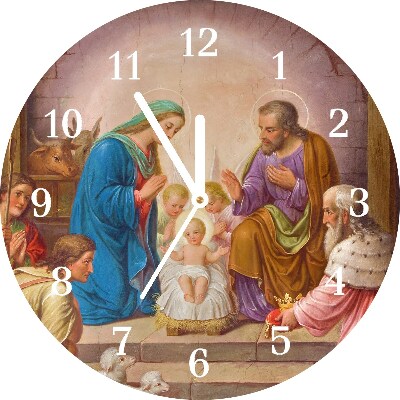 Zegar ścienny Okrągły Stajenka Boże Narodzenie Jezus