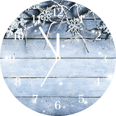 Zegar ścienny Okrągły Święta Płatki śniegu Zima Mróz