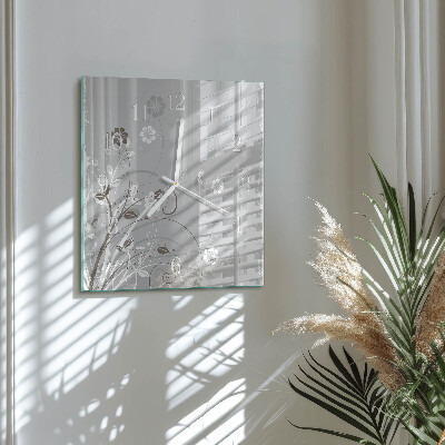 Zegar na ścianę kwadratowy Kwiaty