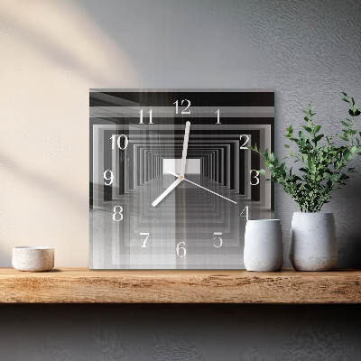Zegar na ścianę kwadratowy Tunel 3D