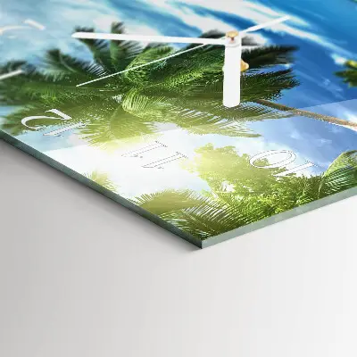 Zegar na ścianę kwadratowy Wyspa palmowa