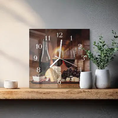 Zegar szklany kwadratowy Wino