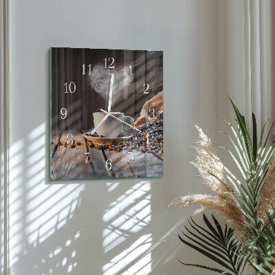 Zegar na ścianę kwadratowy Miłość do kawy