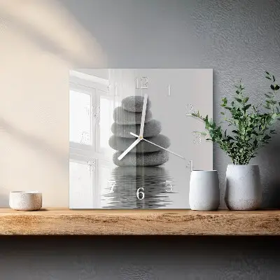 Zegar szklany kwadratowy Kamienie