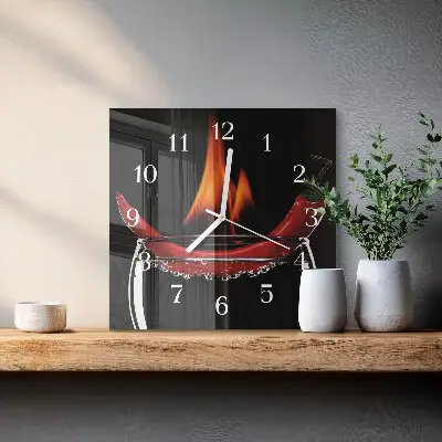 Zegar ścienny bez tykania Ogniste chili