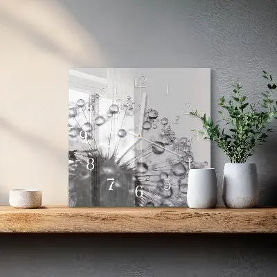 Zegar na ścianę kwadratowy Mniszek lekarski