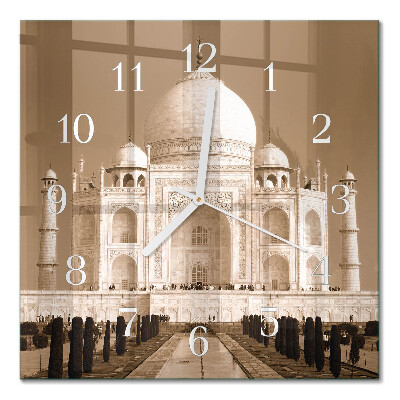 Zegar ścienny kwadratowy Taj Mahal w sepii