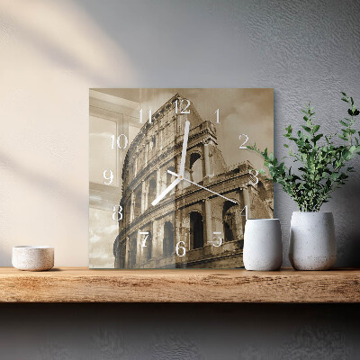 Zegar na ścianę kwadratowy Koloseum w sepii