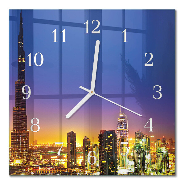 Zegar ścienny bez tykania Horyzont Dubaju