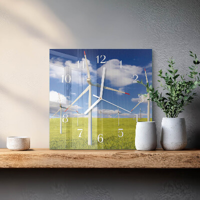 Zegar szklany kwadratowy Farma wiatrowa
