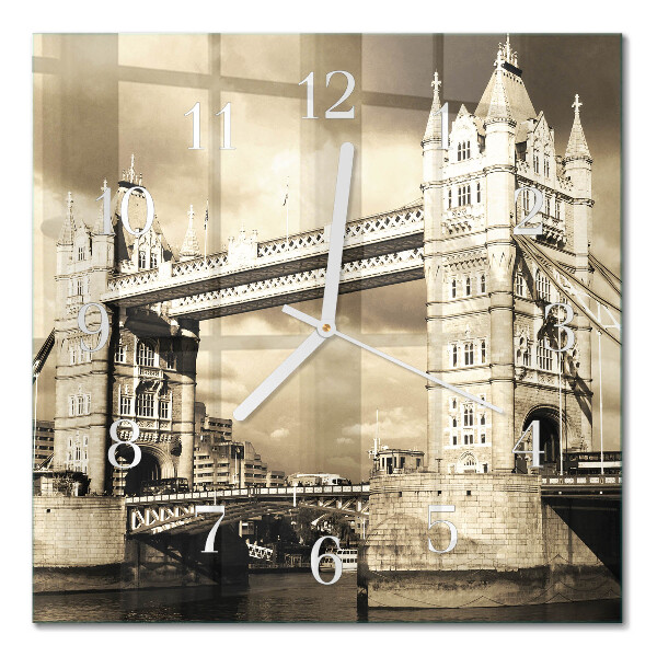 Zegar ścienny bez tykania London Bridge w sepii