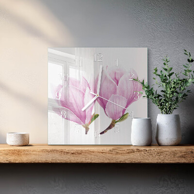 Zegar szklany kwadratowy Magnolia