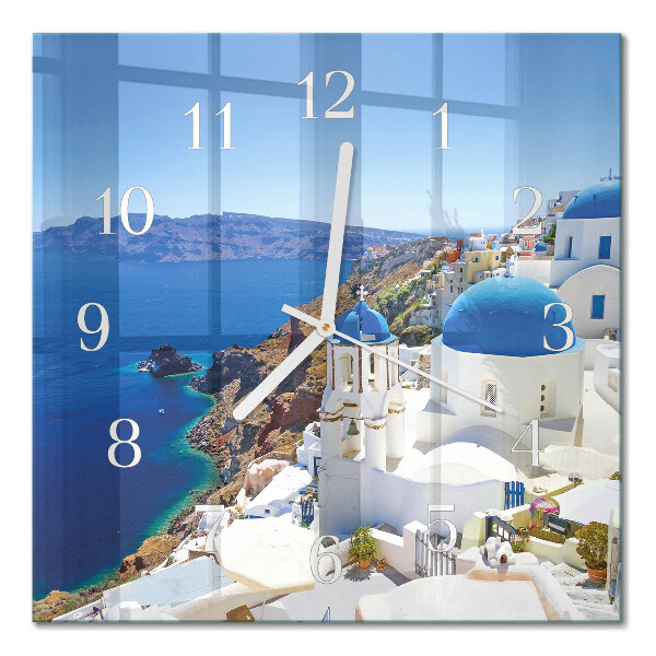 Zegar szklany kwadratowy Santorini