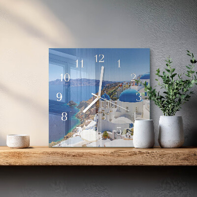 Zegar szklany kwadratowy Santorini