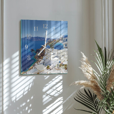 Zegar szklany kwadratowy Santorini