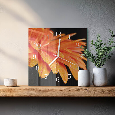 Zegar szklany kwadratowy Gerbera
