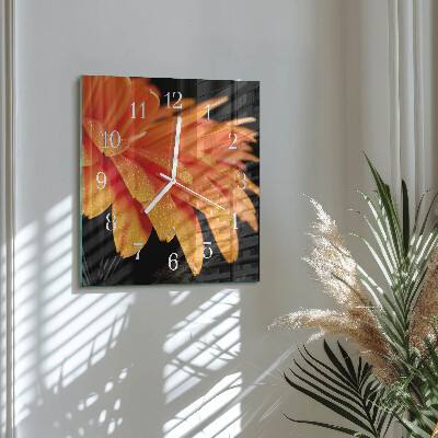 Zegar szklany kwadratowy Gerbera