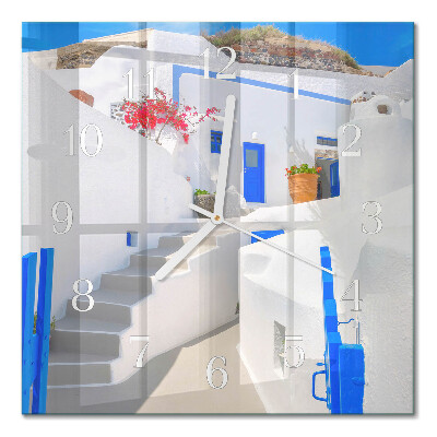 Zegar szklany kwadratowy Santorini