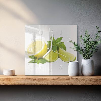 Zegar ścienny kwadratowy Limonka mięta