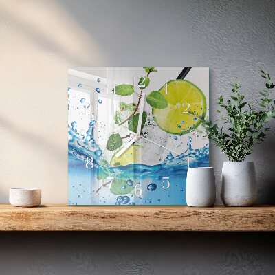 Zegar na ścianę kwadratowy Limonka i mięta