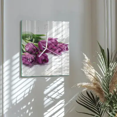 Zegar ścienny bez tykania Tulipany