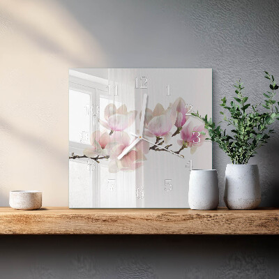 Zegar szklany kwadratowy Magnolia