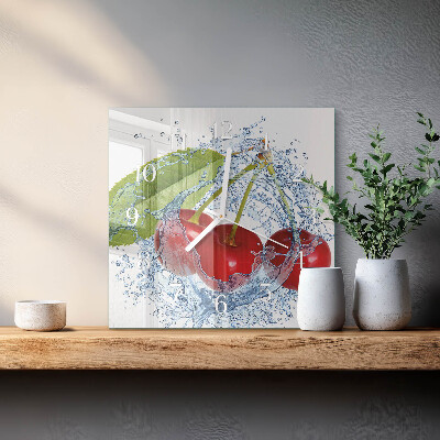 Zegar szklany kwadratowy Wiśnie