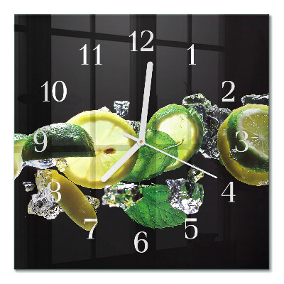 Zegar na ścianę kwadratowy Cytryna i limonka