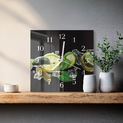Zegar na ścianę kwadratowy Cytryna i limonka