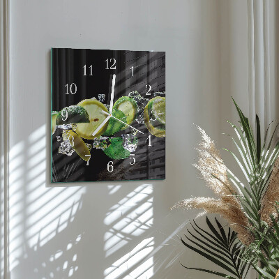 Zegar na ścianę kwadratowy Cytryna i limonka