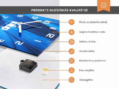 Zegar szklany kwadratowy Cegła