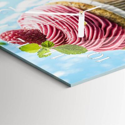 Zegar na ścianę kwadratowy Muffin malinowy