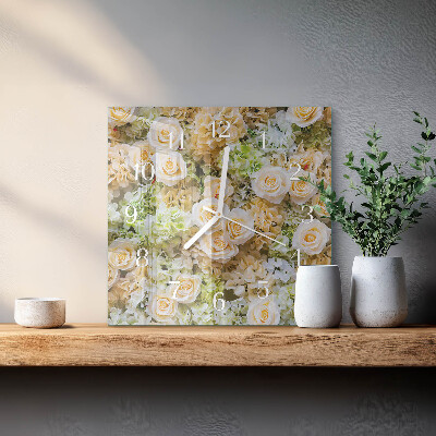 Zegar na ścianę kwadratowy Eleganckie kwiaty