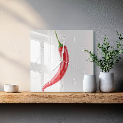 Zegar na ścianę kwadratowy Papryczka chili