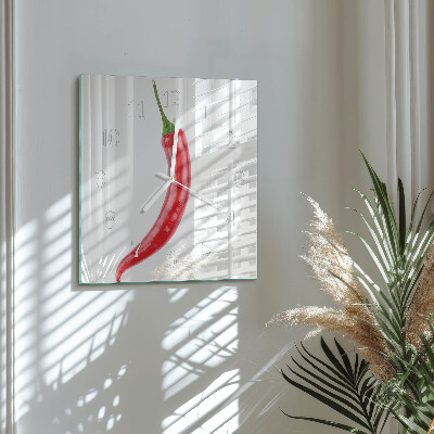 Zegar na ścianę kwadratowy Papryczka chili