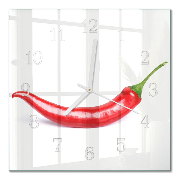 Zegar szklany kwadratowy Papryczka chili