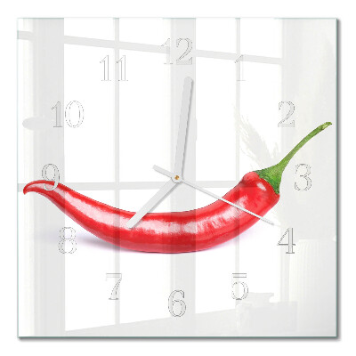 Zegar szklany kwadratowy Papryczka chili