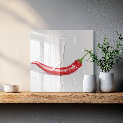 Zegar szklany kwadratowy Papryczka chili