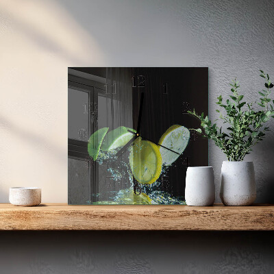 Zegar szklany ścienny Cytryna i limonka