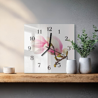 Zegar na ścianę kwadratowy Kwiat magnolii