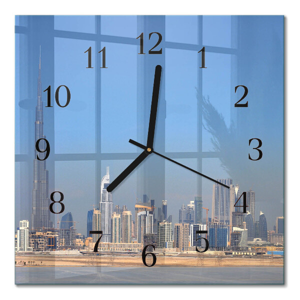 Zegar szklany kwadratowy Horyzont Dubaju
