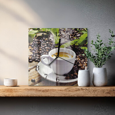 Zegar szklany kwadratowy Filiżanka kawy