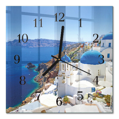 Zegar szklany kwadratowy Santorini