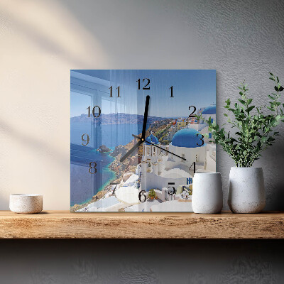 Zegar szklany kwadratowy Santorini