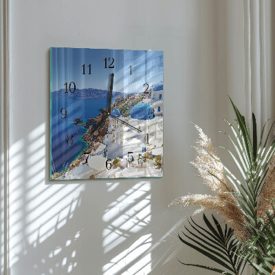 Zegar szklany kwadratowy Santorini